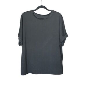 SHEIN Black Oversized Super Soft Tee With Cuffed‎ Short Sleeves Medium